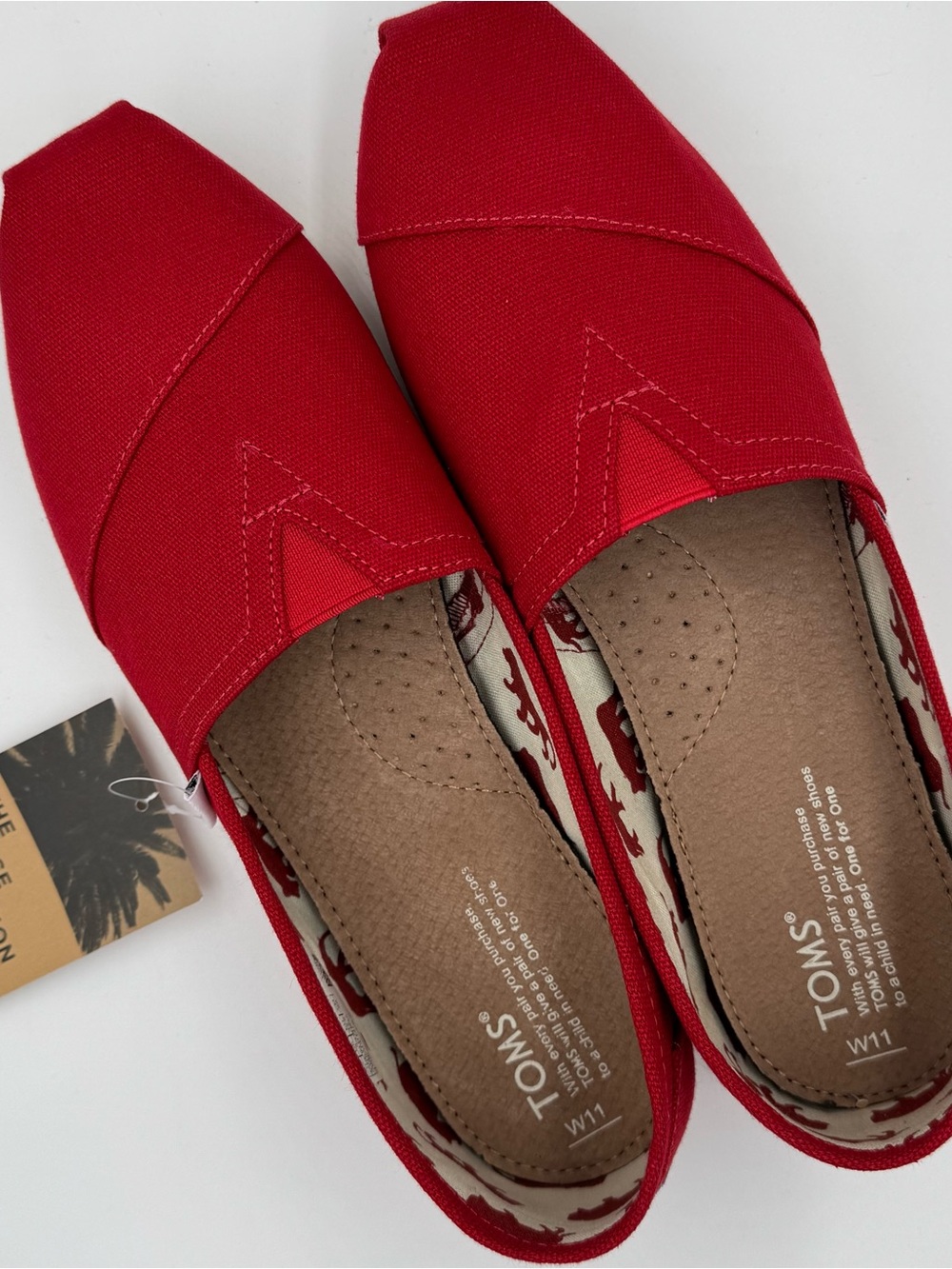 TOMS Women's Classic Canvas Slip-On Shoes Red | New
